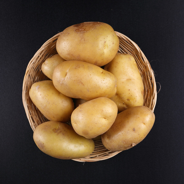 Top view Potatoes on basket